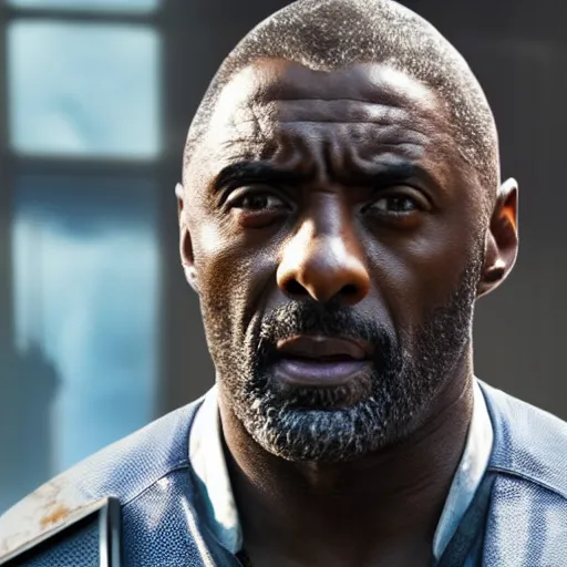 Prompt: film still of Idris Elba as Drax in new Guardians of the Galaxy film, photorealistic 8k
