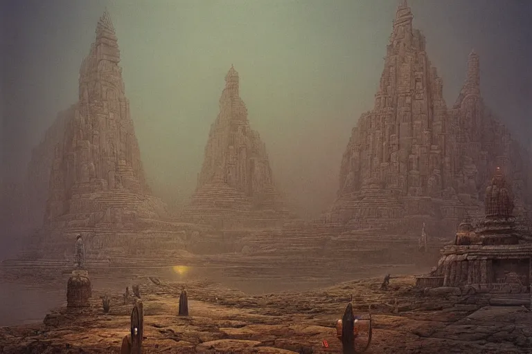 Image similar to photography of an archipelago of never seen before ancient indian temple. ofinspiring science fiction, intricate, elegant, uplifting, inspirational, highly detailed by beksinski and simon stalenhag