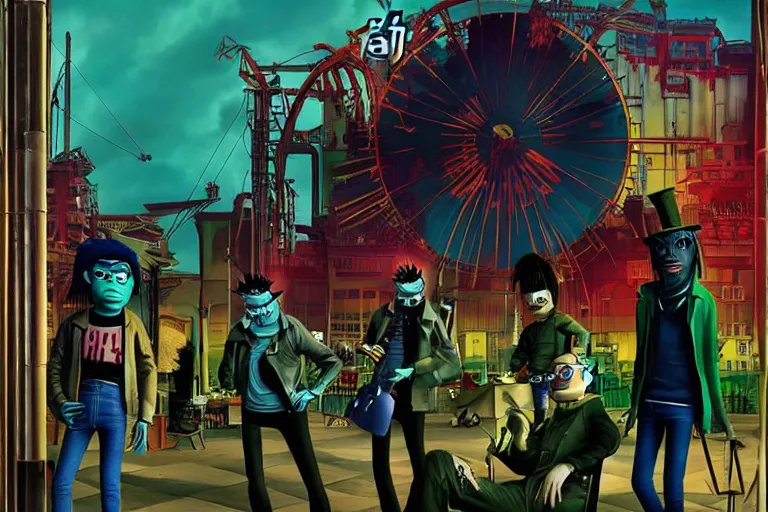 Image similar to gorillaz, elden ring, advertisement