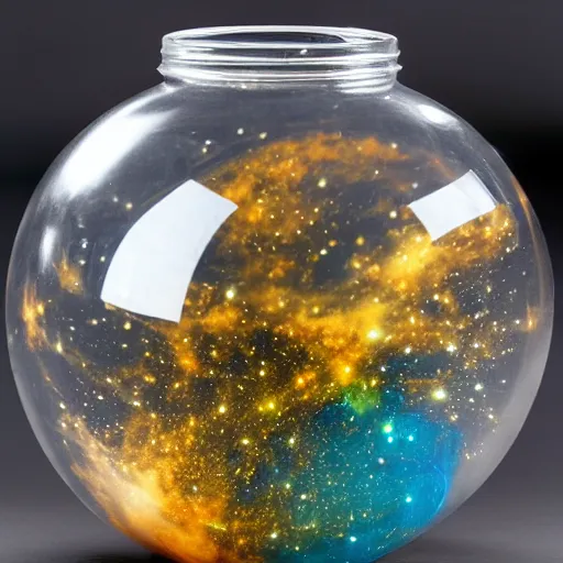 Image similar to a large jar with a tiny universe in it