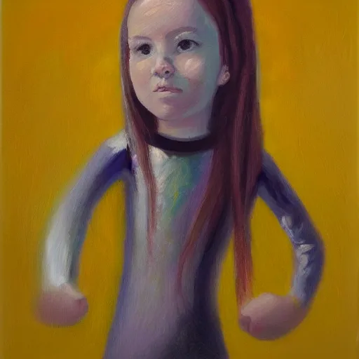 Prompt: oil painting of a girl lost in space