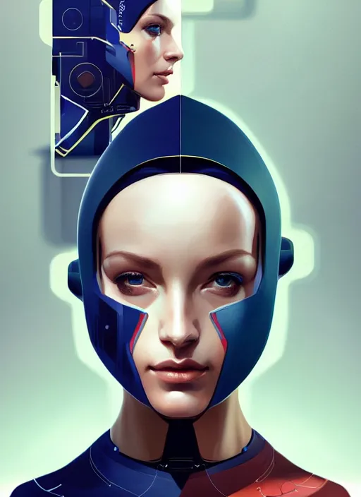 Image similar to portrait of female android, symmetry, intricate, elegant, highly detailed, smooth, sharp focus, concept art, digital painting, illustration, artstation, by fra angelico, sandra chevrier and greg ruthkowski