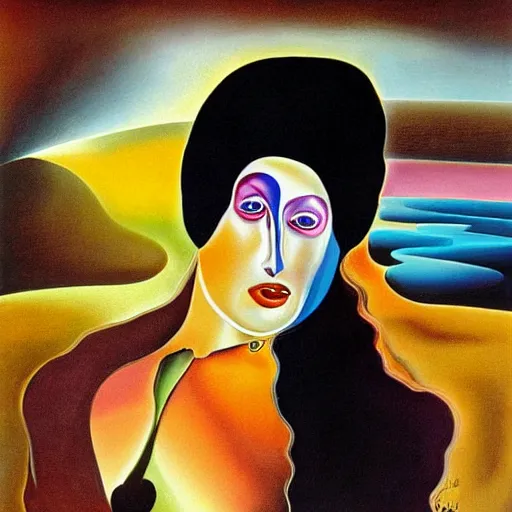 Prompt: grace slick painted by salvador dali