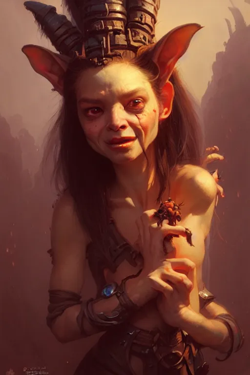 Image similar to goblin princess portrait, ugly cute face by bayard wu, anna podedworna, gaston bussiere, greg rutkowski