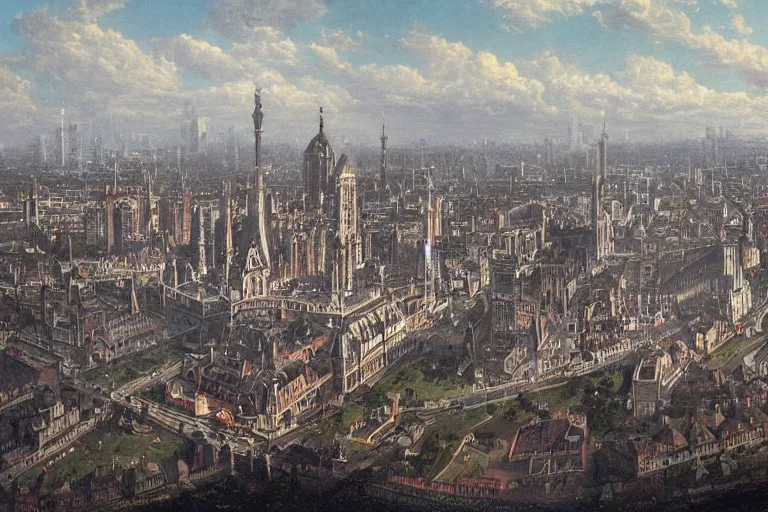 Image similar to a magnificent victorian city. photorealism.