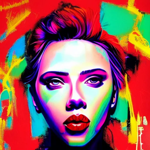 Prompt: colorful sketch, ultra detailed, fashion, magic, beautiful woman, kiss scarlett johansson, surreal decorations, in style of jean - michel basquiat, trending on artstation