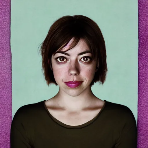 Prompt: a masterpiece portrait photo of a beautiful young woman who looks like a manic pixie dream girl mary aubrey plaza, symmetrical face