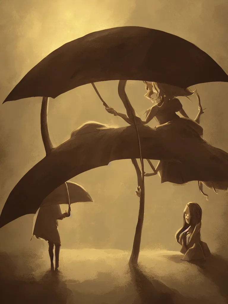 Image similar to under the umbrella, by disney concept artists, blunt borders, golden ratio, beautiful light