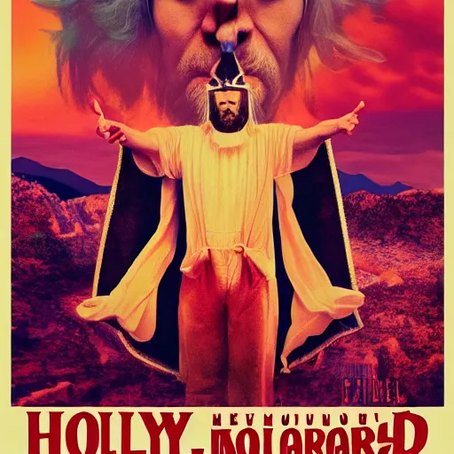 Prompt: movie poster for the holy mountain 4 k photorealism