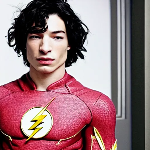 Image similar to ezra miller as flash left the cineman, trending on hollywood reporter