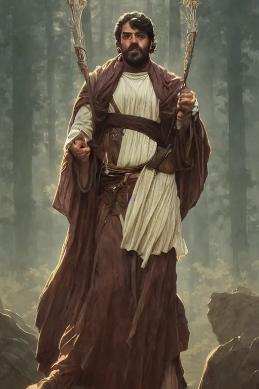 Image similar to Oscar Isaac, druid, cleric, flame spell, D&D, fantasy, intricate, cinematic lighting, highly detailed, beautiful, digital painting, artstation, masterpiece, concept art, smooth, sharp focus, illustration, art by Artgerm and Greg Rutkowski and Alphonse Mucha and william-Adolphe Bouguereau