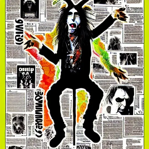 Image similar to graphic illustration, creative design, alice cooper as a goat, biopunk, francis bacon, highly detailed, hunter s thompson, mixed media