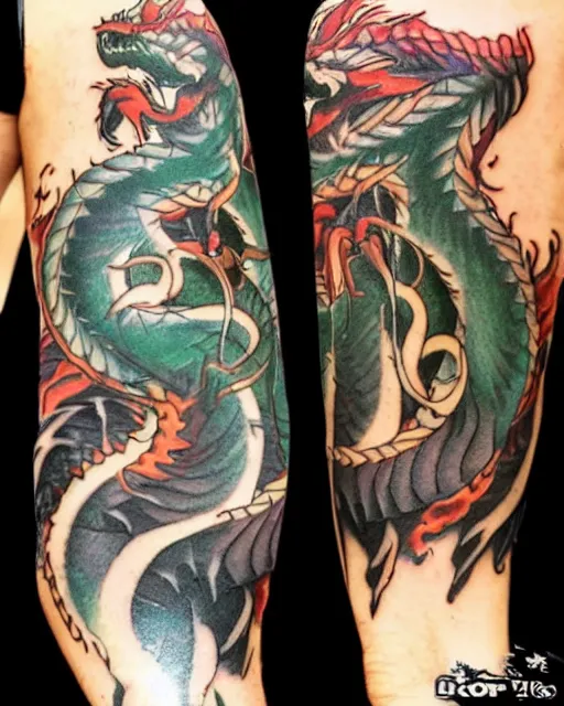 Image similar to haku as a dragon from spirit away tattoo