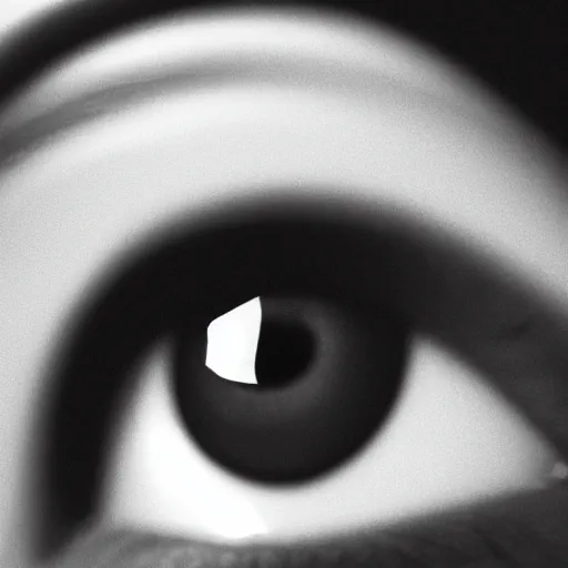 Prompt: closeup photo of a human eye, black and white photo, 8 k photography