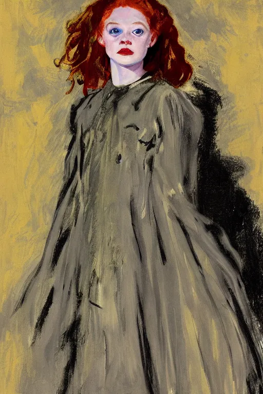 Image similar to portrait of sadie sink as delirium of the endless, the sandman by walter sickert, john singer sargent, and william open