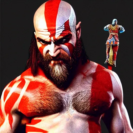 Image similar to quentin tarantino as kratos from the video game god of war