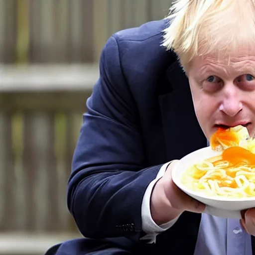 Prompt: boris johnson eating a bowl of ramen