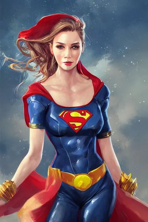 Image similar to three quarters portrait of a beautiful woman,super hero costume,heroic pose,highly detailed, digital painting,illustration, art by Stanley Lau