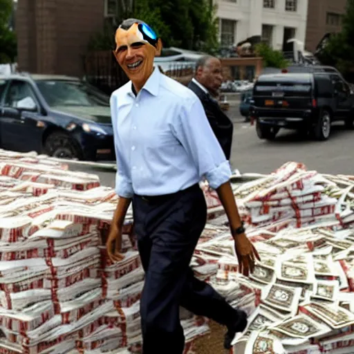 Image similar to barack obama carrying way too much money