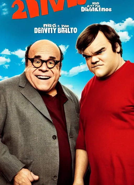 Prompt: Movie poster for Twins 2 starring Danny Devito and Jack Black