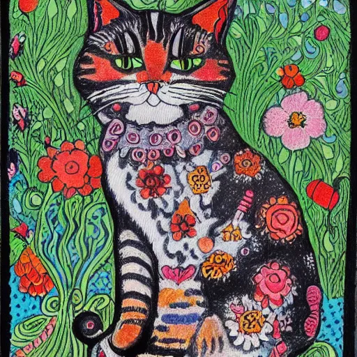 Image similar to cat in the style of Louis Wain