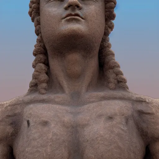 Prompt: ancient statue of the planet mars, ultra-photorealistic