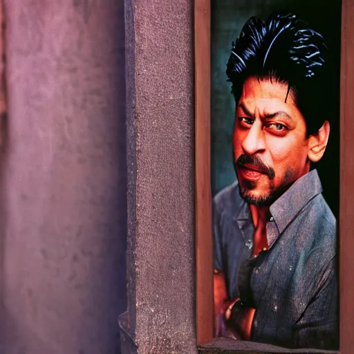Image similar to closeup portrait of Shahrukh Khan , new york back street , by Steve McCurry and David Lazar, natural light, detailed face, CANON Eos C300, ƒ1.8, 35mm, 8K, medium-format print
