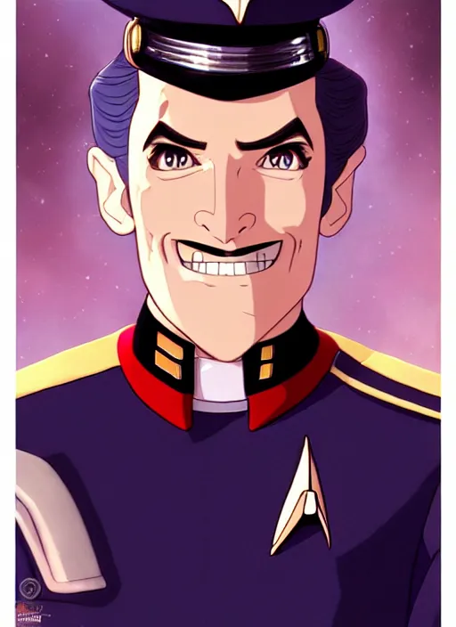 Image similar to cute star trek officer count dracula, natural lighting, path traced, highly detailed, high quality, digital painting, by don bluth and ross tran and studio ghibli and alphonse mucha, artgerm