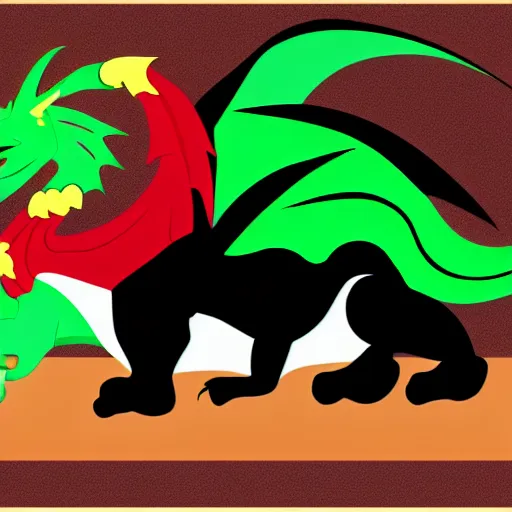 Image similar to vector art of welsh dragon and panda mixed, intercrossed, chimera, adobe illustrator