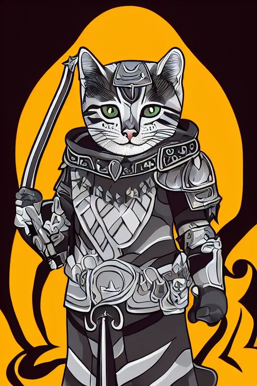 Image similar to A portrait of a kitten as evil warlord general, sticker, Anthropomorphized, portrait, highly detailed, colorful, illustration, smooth and clean vector curves, no jagged lines, vector art, smooth