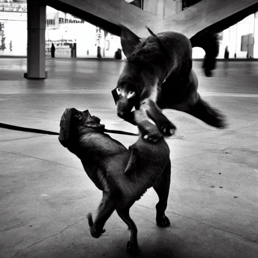 Image similar to vicious dogs fighting, black and white, highly detailed, communist, space, futuristic, hyper real