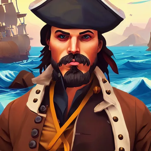 Image similar to painting jack the pirate on sea of thieves game avatar hero smooth face median photoshop filter cutout vector behance hd by jesper ejsing, by rhads, makoto shinkai and lois van baarle, ilya kuvshinov, rossdraws, illustration, art by ilya kuvshinov and gustav klimt