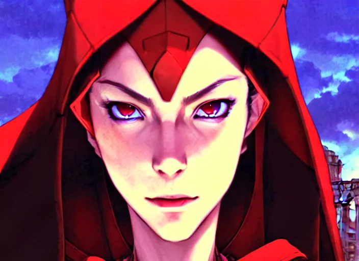 Prompt: a film still portrait of a confident sorcerer dieselpunk diesel scarlet witch, finely detailed features, closeup at the faces, perfect art, at an ancient city, gapmoe yandere grimdark, trending on pixiv fanbox, painted by greg rutkowski makoto shinkai takashi takeuchi studio ghibli, akihiko yoshida.