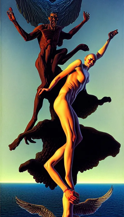 Image similar to the two complementary forces that make up all aspects and phenomena of life, by Gerald Brom,