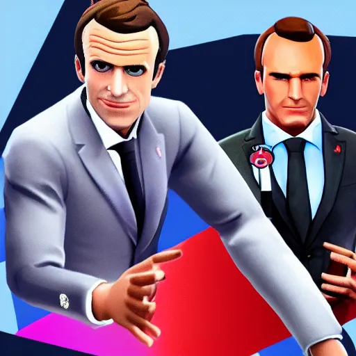 Image similar to macron in the video game fortnite