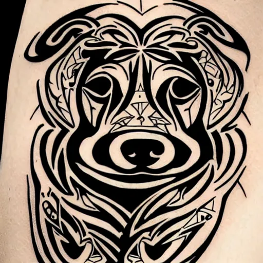 Image similar to tattoo design, stencil, tattoo stencil, traditional, a world famous tattoo of a geometric dog