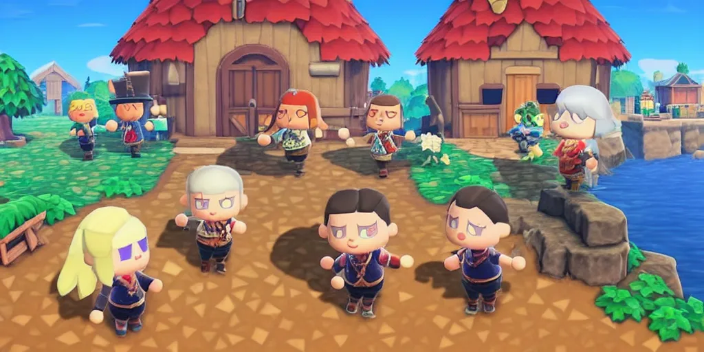 Image similar to geralt of rivia in animal crossing new horizons