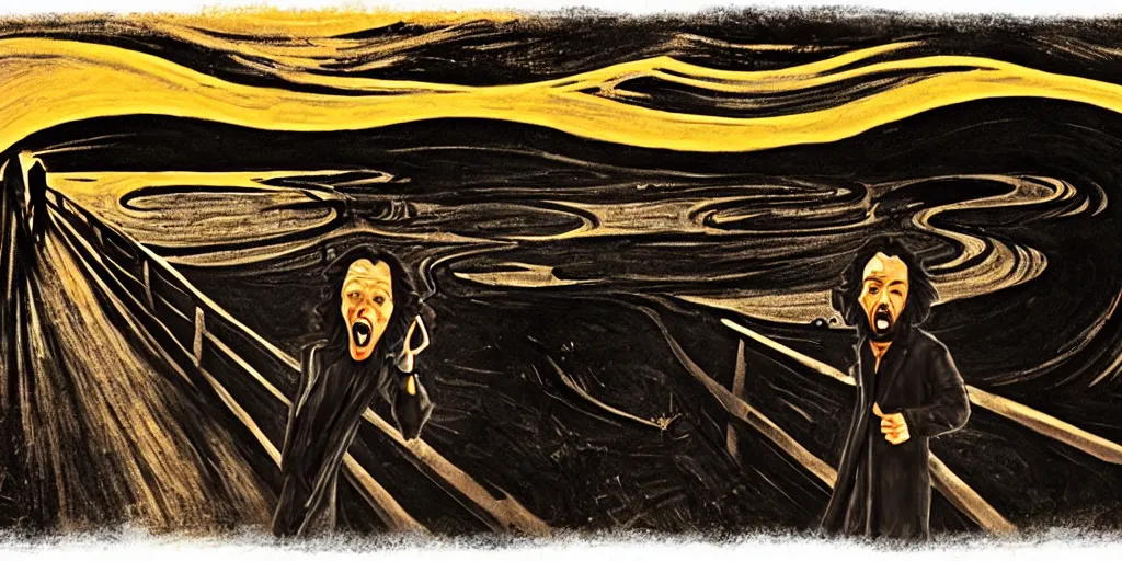 Prompt: john snow in the the scream painting artstation