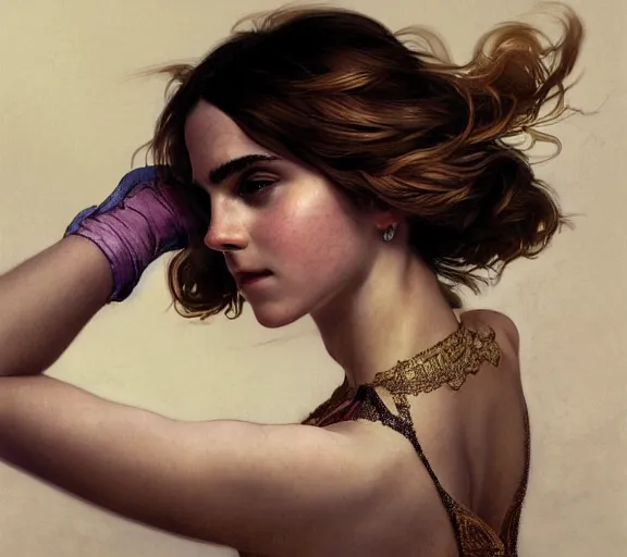 Image similar to photography of hairt armpits of emma watson with hands - up, deep focus, intricate, elegant, highly detailed, digital painting, artstation, concept art, matte, sharp focus, illustration, art by artgerm and greg rutkowski and alphonse mucha and gil elvgren