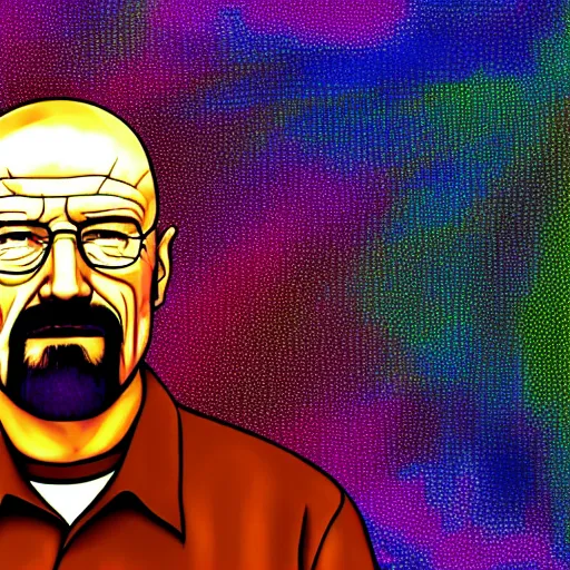 Prompt: walter white with a psychedelic background