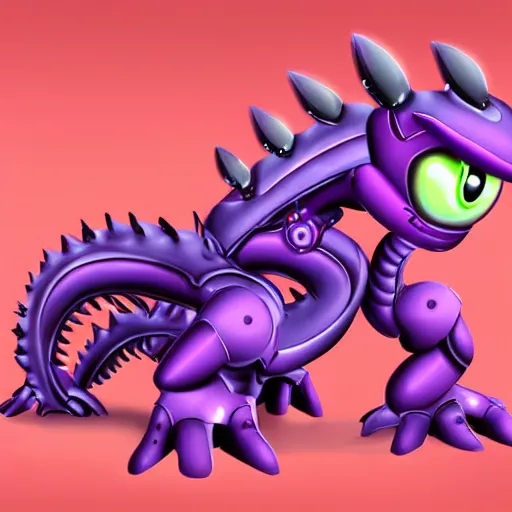Image similar to very cute purple robototechnic dragon, Disney, digital art