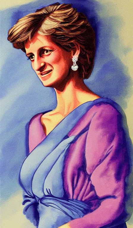 Image similar to painting of princess diana, drawn by yoshitoshi abe, oil painting, washed out color,