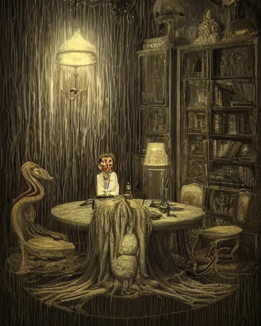 Image similar to speech, by david firth, high detail, eldritch, lovecraftian, surreal, cosmic horror, existential dread, volumetric lighting, anxiety, digital artwork, trending on artstation, beautiful artwork, ornate, rococo, psychedelic colorization, influenced by tokio aoyama, influenced by mario martinez