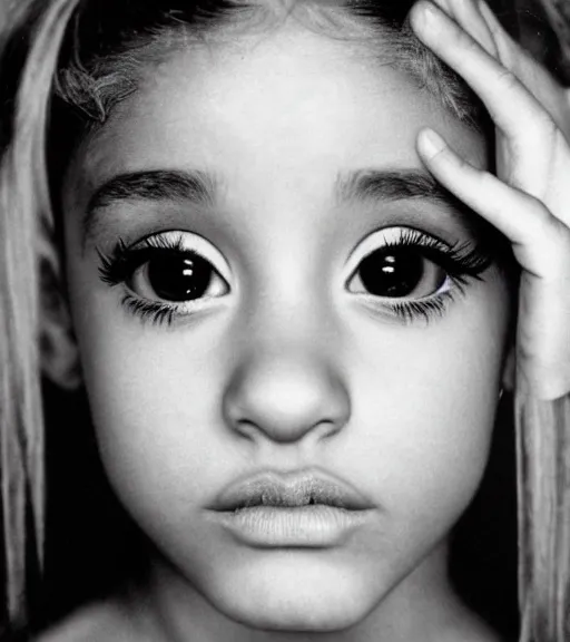 Image similar to award winning photo of Ariana Grande, symmetrical face by Sally Mann