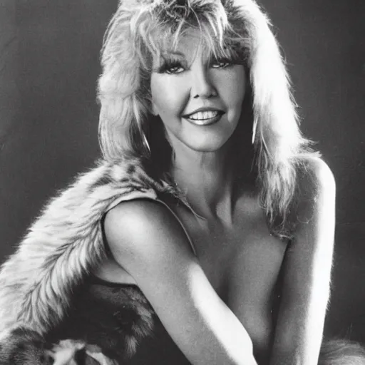 Image similar to Heather Locklear as a cat in a 1980s glamorous photo shoot award winning