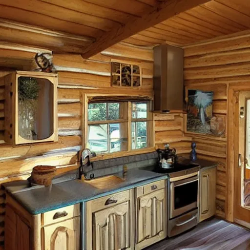 Image similar to “log cabin kitchen”