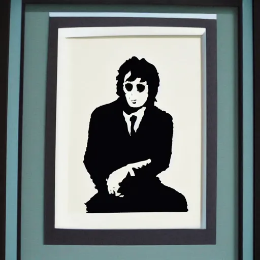 Image similar to individual john lennon silk screen portrait banksy style