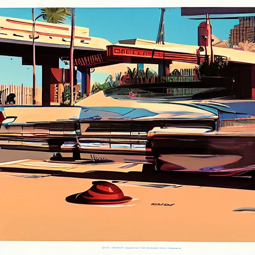 Prompt: syd mead painting of old las vegas