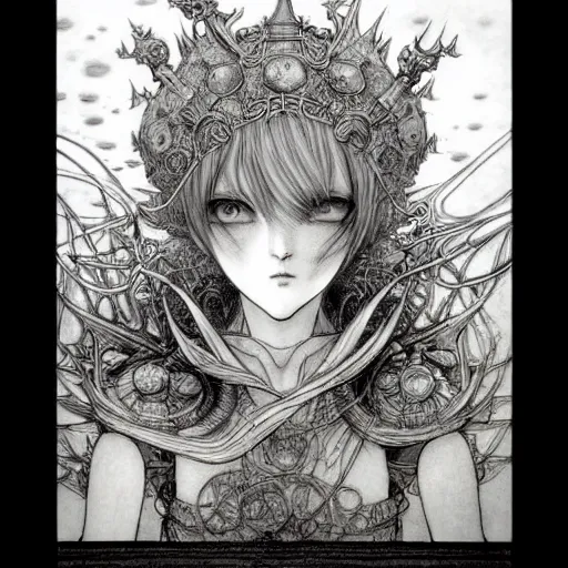 Prompt: prompt: Fragile looking vessel portrait glass character soft light drawn by Vania Zouravliov and Takato Yamamoto, inspired by Fables, shiny knight armour, magical and alchemical weapons, soft light, white background, intricate detail, intricate ink painting detail, sharp high detail, manga and anime 2000