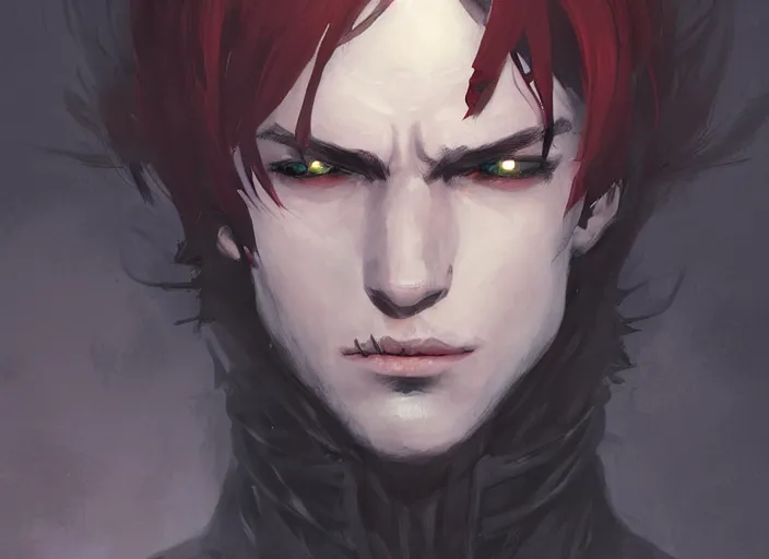 Image similar to portrait of a male vampire rogue, intricate, headshot, key visual, conceptart, ambient lighting, highly detailed, digital painting, artstation, concept art, sharp focus, by makoto shinkai and akihiko yoshida and greg manchess